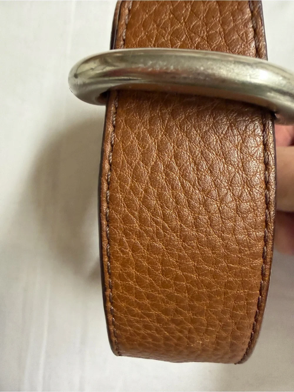 Coach Men's Brown Leather Belt with Silver Buckle